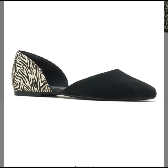 Hush Puppies  Black White Zebra Suede D'Orsay Flat  Ballet Shoes Size 7 Nwt - Picture 1 of 8